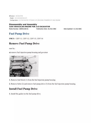 Caterpillar Cat 215 EXCAVATOR (Prefix 57Y) Service Repair Manual Instant Download (57Y00001 and up)