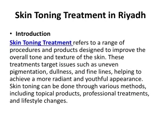 Skin Toning Treatment in Riyadh