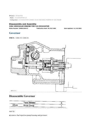 Caterpillar Cat 215 EXCAVATOR (Prefix 61Z) Service Repair Manual Instant Download (61Z00001-00138)