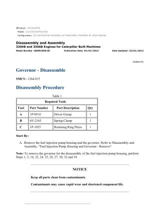 Caterpillar Cat 215 EXCAVATOR (Prefix 95Z) Service Repair Manual Instant Download (95Z00001 and up)