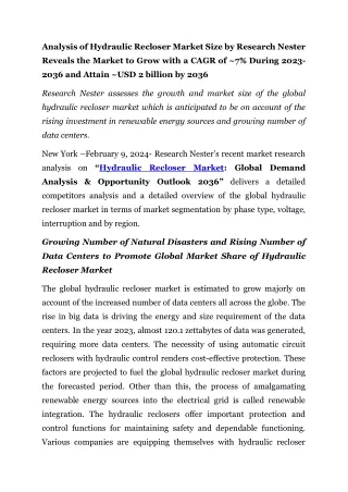 Hydraulic Recloser Market