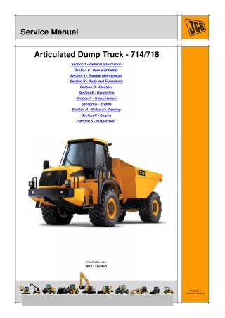 JCB 714 TIER3 FASTRAC Service Repair Manual SN：01304500-01304599