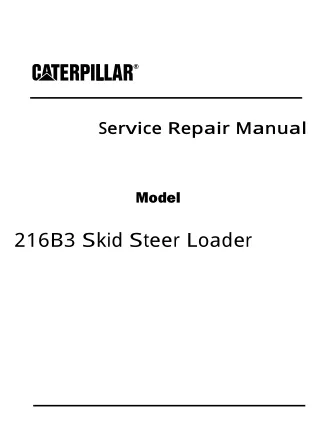 Caterpillar Cat 216B3 Skid Steer Loader (Prefix HR2) Service Repair Manual Instant Download