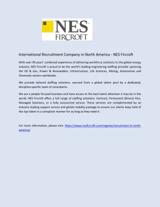 International Recruitment Company in North America - NES Fircroft