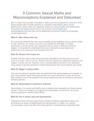 9 Common Sexual Myths and Misconceptions Explained and Debunked