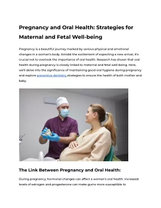 Pregnancy and Oral Health_ Strategies for Maternal and Fetal Well-being