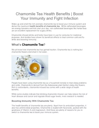 Chamomile Tea Health Benefits