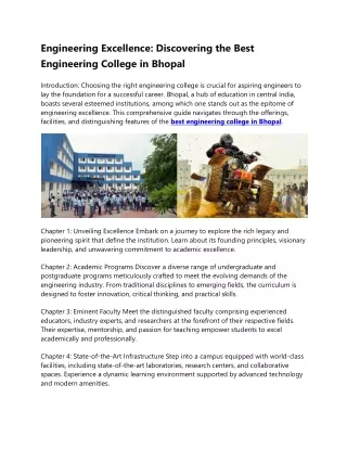 Engineering Excellence: Discovering the Best Engineering College in Bhopal