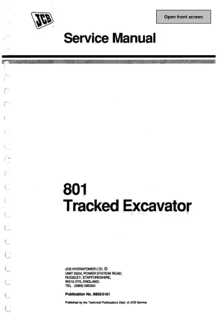JCB 801 MINI EXCAVATOR Service Repair Manual