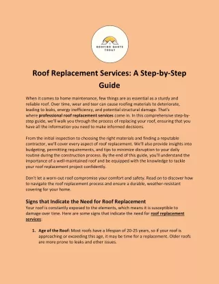 Roof Replacement Services: A Step-by-Step Guide