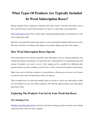 What Types Of Products Are Typically Included In Weed Subscription Boxes