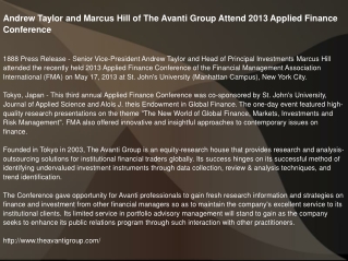 Andrew Taylor and Marcus Hill of The Avanti Group Attend 201