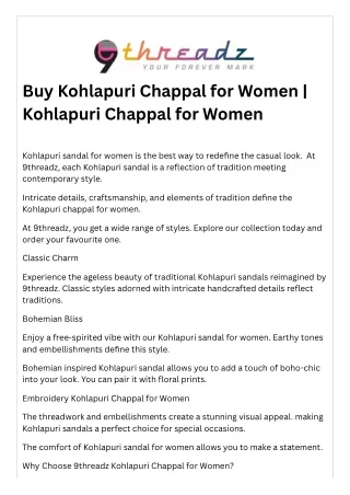 Buy Kohlapuri Chappal for Women | Kohlapuri Chappal for Women 9threadz