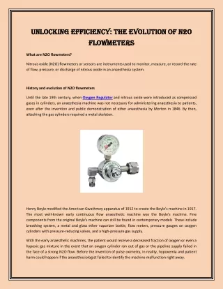 Unlocking Efficiency The Evolution of N2O Flowmeters