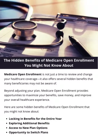 The Hidden Benefits of Medicare Open Enrollment You Might Not Know About