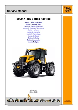 JCB 3200 FASTRAC Service Repair Manual SN：01272000-01272499