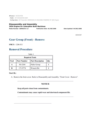 Caterpillar Cat 307 Excavator (Prefix 2WM) Service Repair Manual Instant Download (2WM00500 and up)