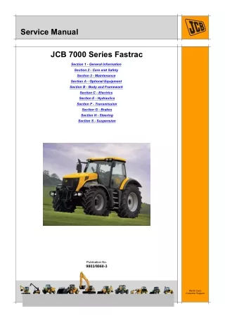 JCB 7200 FASTRAC Service Repair Manual SN：01350005-01359999