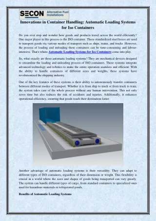 Innovations in Container Handling: Automatic Loading Systems for Iso Containers