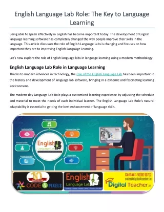 English Language Lab Role The Key to Language Learning