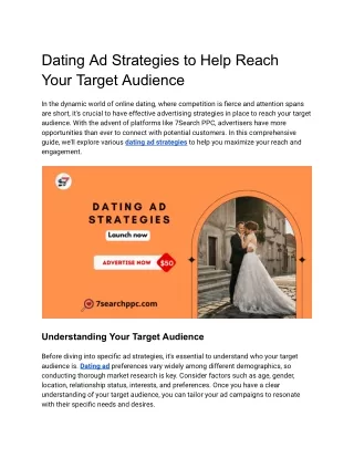 Dating Ad Strategies to Help Reach Your Target Audience