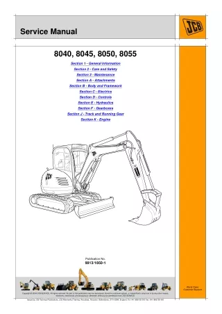 JCB 8050RTS Mini Crawler Excavator Service Repair Manual SN 1741500