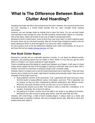 What Is The Difference Between Book Clutter And Hoarding