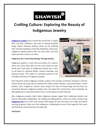 Crafting Culture: Exploring the Beauty of Indigenous Jewelry