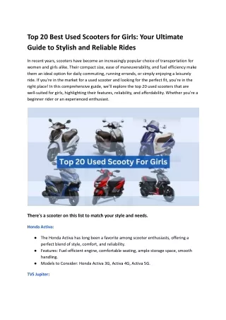 Top 20 Best Used Scooters for Girls