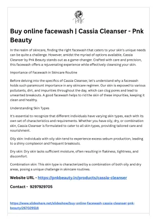 Buy online facewash | Cassia Cleanser - Pnk Beauty