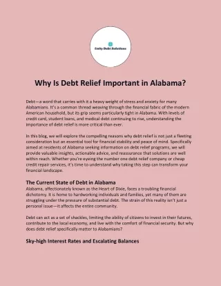 Why Is Debt Relief Important in Alabama?