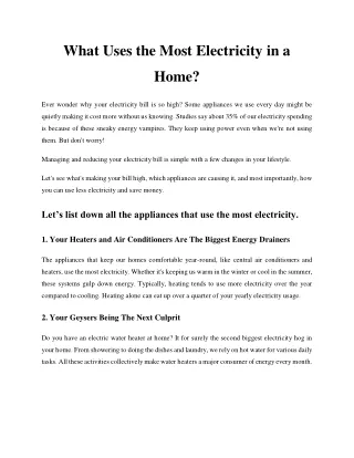 What Uses the Most Electricity in a Home