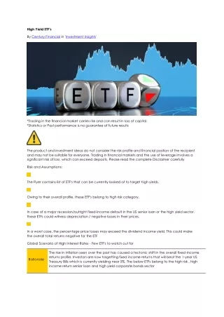 High Yield ETF's