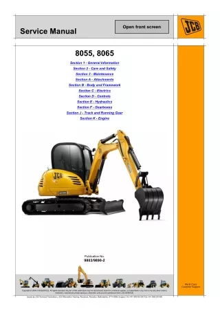 JCB 8055 MIDI EXCAVATOR Service Repair Manual SN（1536000 to 1537499）