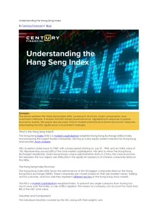 Understanding the Hang Seng Index