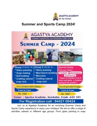 Summer and Sports Camp 2024!