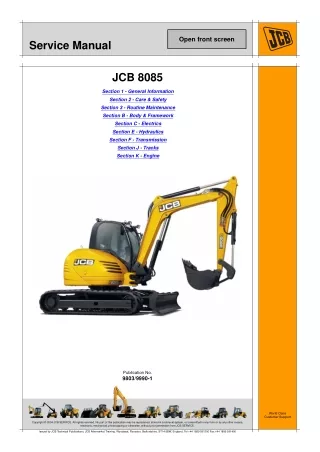 JCB 8085 MIDI EXCAVATOR Service Repair Manual