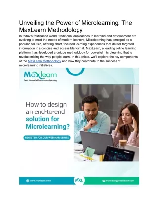 Unveiling the Power of Microlearning_ The MaxLearn Methodology