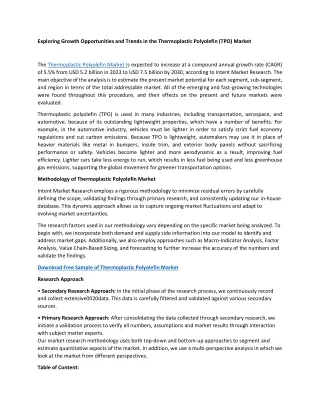 Thermoplastic Polyolefin Market Future Growth Aspect Analysis to 2030