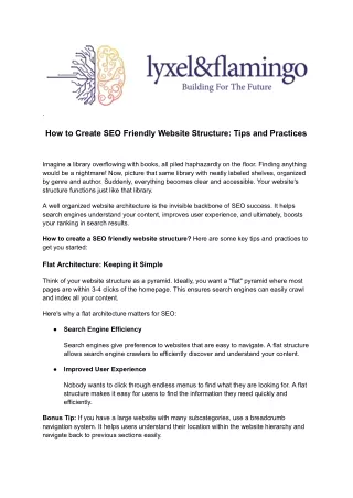 Crafting an SEO-Friendly Website Structure for Maximum Visibility By Lyxel&Flamingo