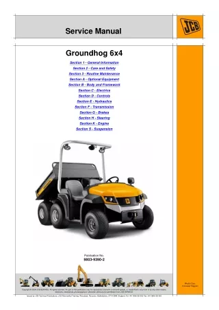 JCB Groundhog 6x4 Utility Vehicle Service Repair Manual SN：1157000 to 1158999