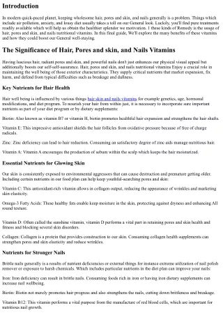 Hair, Pores and skin, and Nails Vitamins: Your Greatest Manual to Healthier Natu