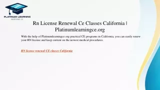 Rn License Renewal Ce Classes California Platinumlearningce.org