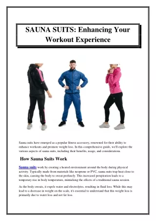 SAUNA SUITS Enhancing Your Workout Experience