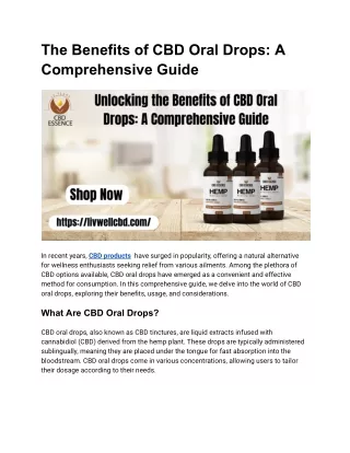 Unlocking the Benefits of CBD Oral Drops- A Comprehensive Guide