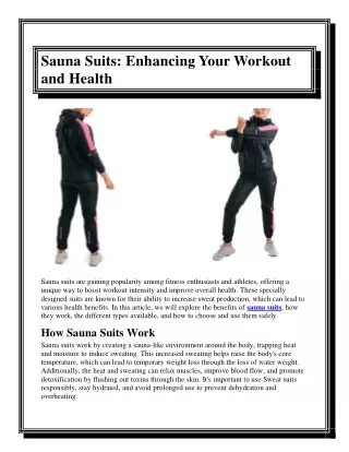 Sauna Suits Enhancing Your Workout and Health