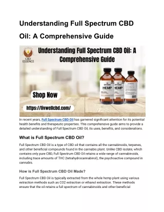 Understanding Full Spectrum CBD Oil- A Comprehensive Guide