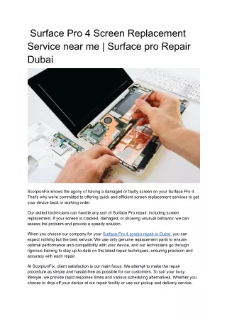 Surface Pro 4 Screen Replacement Service near me _ Surface pro Repair Dubai