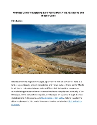 Ultimate Guide to Exploring Spiti Valley