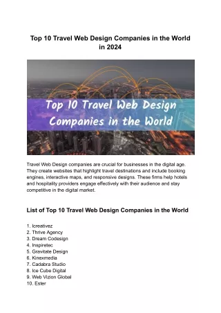 Top 10 Travel Web Design Companies in the World